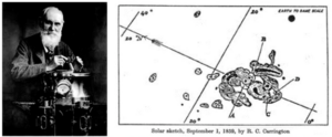 Richard Carrington drew this image of the sun spot he observed on 1 September 1859.