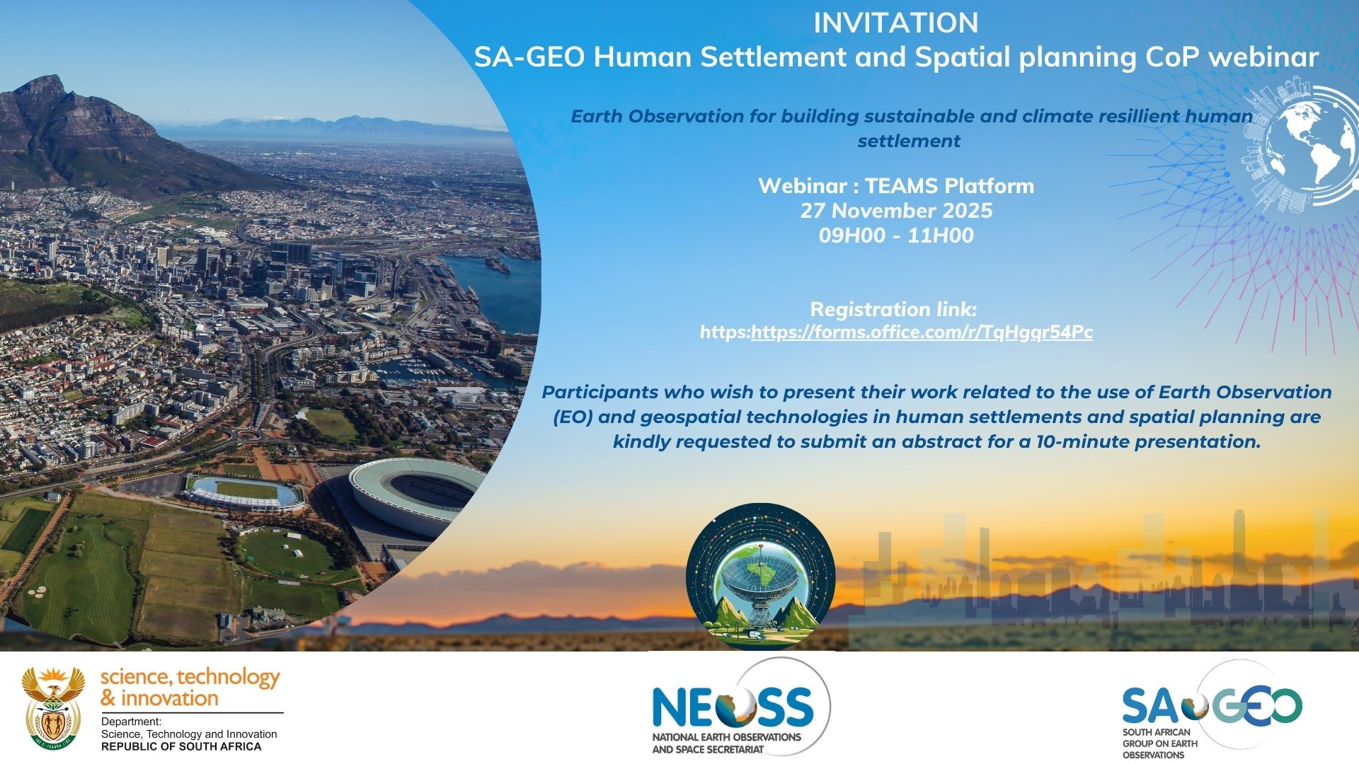 Invitation: Human Settlement and Spatial Planning CoP Webinar