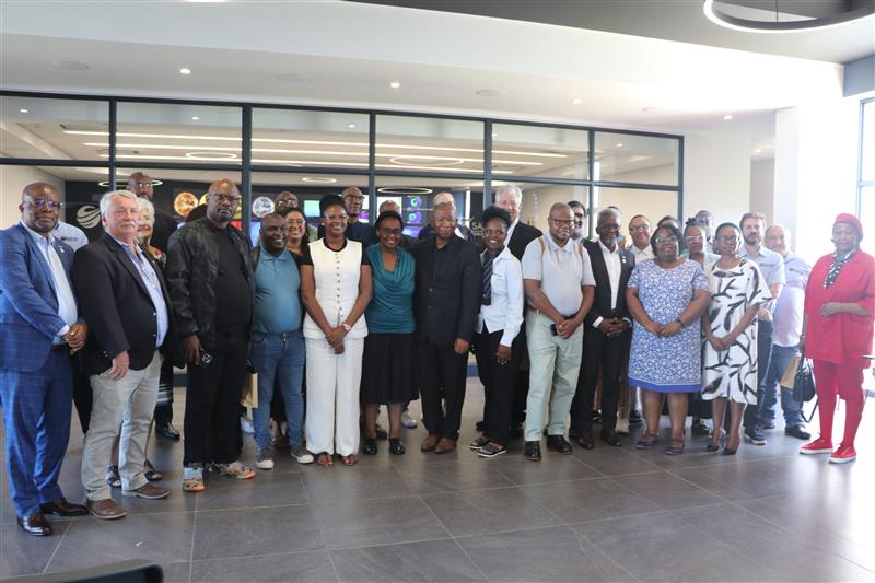 Members of the PPC on Science, Technology and Innovation, along with representatives from the DSTI and SANSA executive and management, at the SANSA Space Weather Centre.